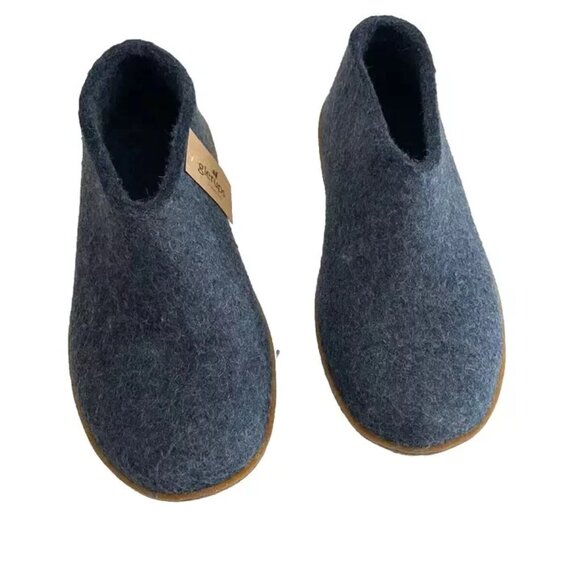 Glerups Wool Shoes Natural Rubber Sole Denim Blue Wool Womens 9 NWOB - Picture 2 of 4